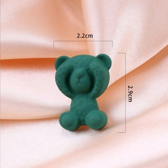 Green Teddy BEAR Earrings GREEN STUD EARRINGS - Picture 4 of 5